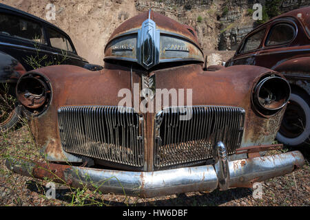 Oldtimer, Studebaker Champion, rottami di auto, nei pressi di Spokane, Washington, Stati Uniti d'America Foto Stock