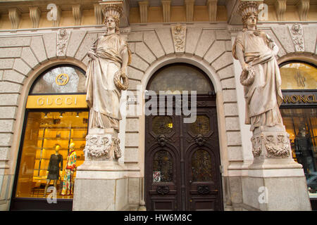 Gucci negozio di abbigliamento di lusso. Andrassy Avenue. Budapest Ungheria, Europa sud-orientale Foto Stock