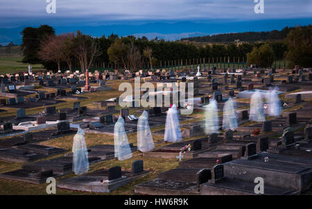 Alcuni fantasmi che si muove attraverso un cimitero. Foto Stock