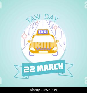 Calendario per ciascun giorno di marzo 22. Biglietto di auguri. Holiday - taxi il giorno. Icona di stile lineare Illustrazione Vettoriale