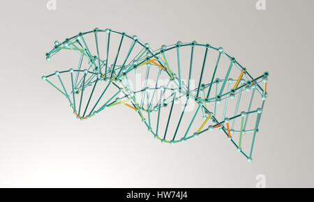 Modello di DNA sfondo, isolato su bianco 3D render, lavorando Foto Stock