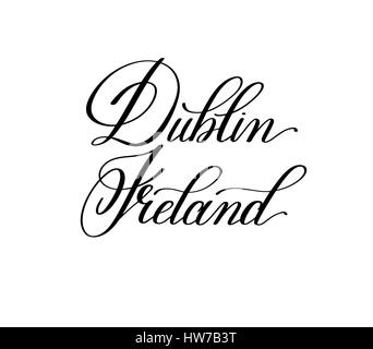 Scritte a mano il nome della capitale europea - Dublino Irlanda Illustrazione Vettoriale
