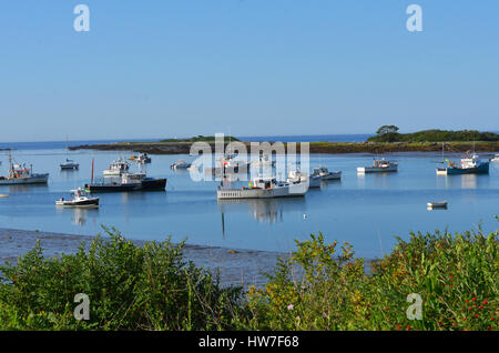 Una vista panoramica di barche in Cape focena, Maine. Foto Stock