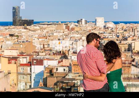 In Spagna, in Catalogna, Barcellona, vista dal Yurbban hotel sulla città vecchia (Sant Pere - Santa Caterina ho la Ribera) Foto Stock