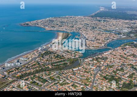 Francia, Vendee, Saint Gilles Croix de vie (vista aerea) Foto Stock