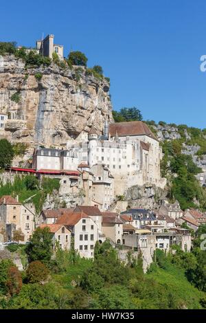 Francia, Lot, Rocamadour, Camino de Santiago luogo di sosta, il villaggio Foto Stock