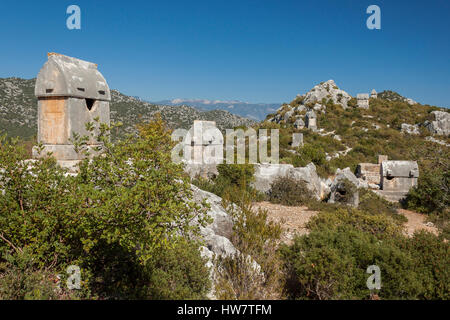Lycian tombe vicine Kalekoy, Turchia Foto Stock