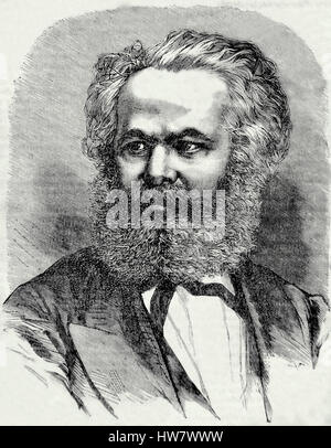 Karl Marx (1818-1883) 19th. Secolo. Economista, Filosofo e socialista rivoluzionario.Il Manifesto comunista. Incisione. Foto Stock