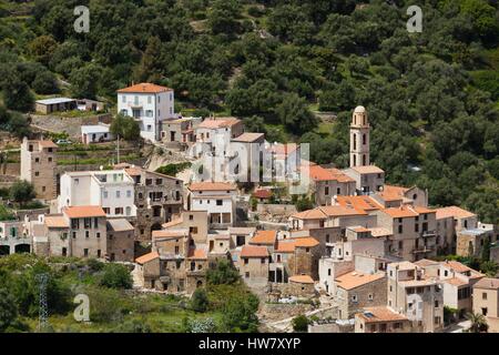 Francia, Haute Corse, La Balagne Avapessa, elevati vista città Foto Stock