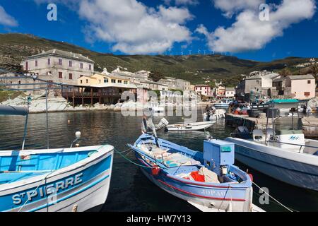 Francia, Haute Corse, Le Cap Corse, Centuri, vista della porta Foto Stock