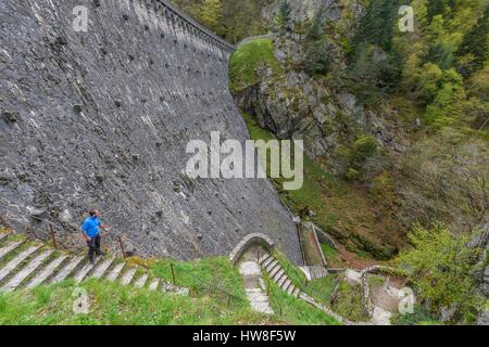 Francia, Loire, Pilat Parco Naturale Regionale, Rochetaillee, distretto di Saint-Etienne, Gouffre d'Enfer dam Foto Stock