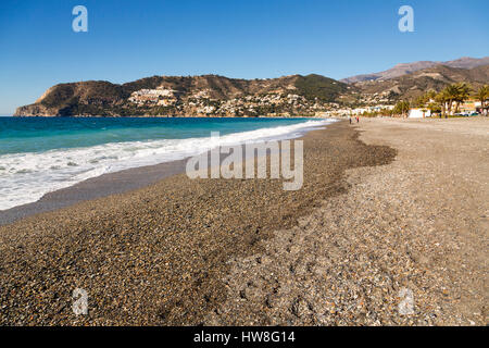 La Herradura beach, Almuñecar. Provincia di Granada, Andalusia Spagna Meridionale.Europe Foto Stock