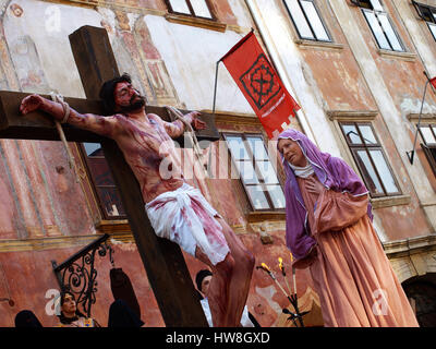 ŠKOFJA LOKA, SI - Aprile 4: Škofja Loka Passion Play, basato sul più antico testo salvato in lingua slovena. Škofja Loka, 4 aprile 2009 Foto Stock