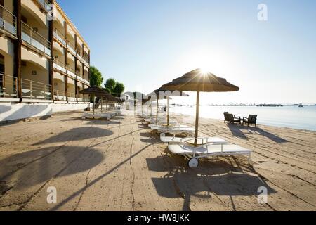 Francia, Corse du Sud, Zonza, Sainte Lucie de Porto Vecchio, Pinarello hotel beach Foto Stock