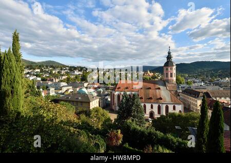 Germania, Baden Wurttemberg, Foresta Nera (Schwarzwald), Baden Baden, Friedrichsbad bagni termali e la collegiata (Stiftskirche) Foto Stock