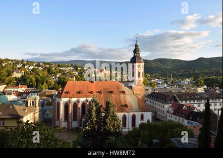 Germania, Baden Wurttemberg, Foresta Nera (Schwarzwald), Baden Baden, Friedrichsbad bagni termali e la collegiata (Stiftskirche) Foto Stock