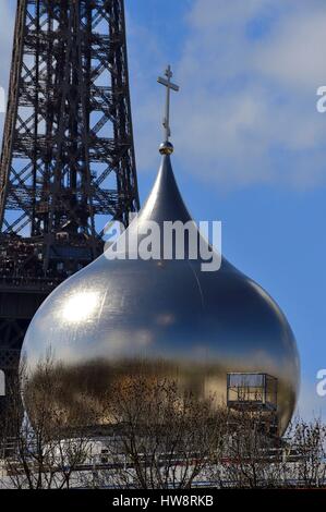 Francia, Parigi, la cupola centrale della Santa Trinità Chiesa Russa Quai Branly Foto Stock
