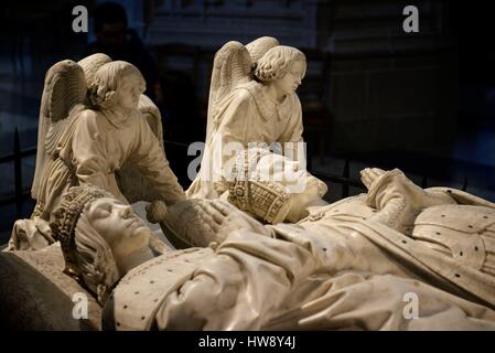 Francia, Loire Atlantique, Nantes, Cattedrale di San Pietro e di San Paolo, tomba del duca di Bretagna Francesco II e Marguerite de Foix, i genitori della regina di Francia Anna di Bretagna, sculture fatto da Michel Colombe tra 1502 e 1507 Foto Stock