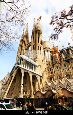 Antonio Gaudi capolavoro, La Sagrada Familia Basilica di Barcellona, Catalunya, Spagna Foto Stock