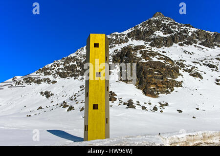 Lookout Las Coluonnas, Bivio, Passo dello Julier del Cantone dei Grigioni, Svizzera Foto Stock