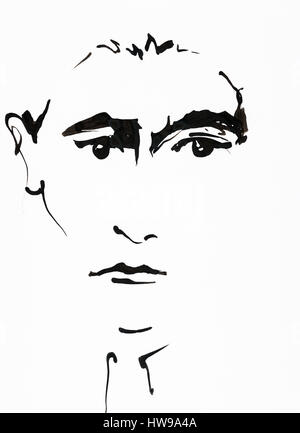 Portrait de Franz Kafka (1883-1924), ecrivain tcheck, de langue allemande - illustrazione di Ewa KLOS ©Ewa KLOS/Opale Foto Stock