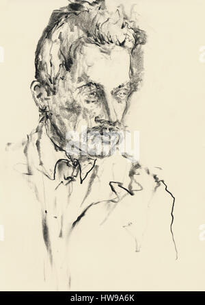 Portrait de Rainer Maria Rilke (1875-1923), ecrivain, poete autrichien - illustrazione di Ewa KLOS ©Ewa KLOS/Opale Foto Stock