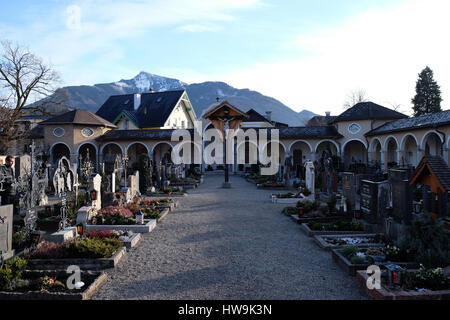 Cimitero di Sankt Gilgen su Wolfgang vedere il lago, Austria il 14 dicembre 2014. Foto Stock