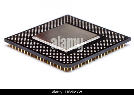 CPU Central processing unit microchip isolati su sfondo bianco Foto Stock
