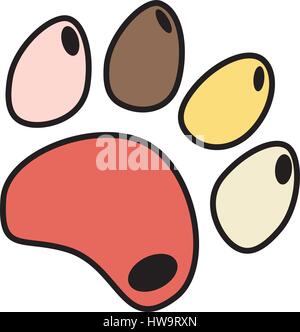 Carino divertente silhouette di impronte di animali su sfondo bianco. Cani e gatti paw icona. Illustrazione Vettoriale. Illustrazione Vettoriale