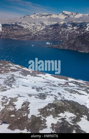 La Groenlandia, Narsarsuaq-Area, Fiordo Tunulliarfik (vista aerea) Foto Stock