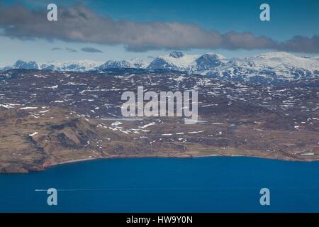 La Groenlandia, Narsarsuaq-Area, Fiordo Tunulliarfik (vista aerea) Foto Stock