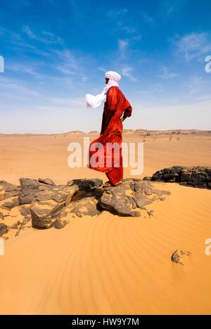 Libia, il Deserto del Sahara, Fezzan, Erg Murzuq, Tuareg o Touareg Foto Stock