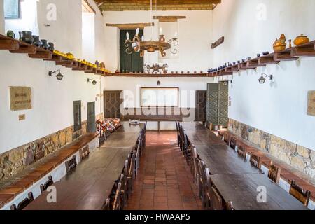 La Colombia, Boyaca reparto, attorno a Villa de Leyva, Ecce Homo convento del Santo, refettorio Foto Stock