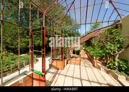 Francia, Gard Anduze, scanalatura di bambù di PraFrance creato nel 1856 etichettati Jardin Remarquable, serre Foto Stock