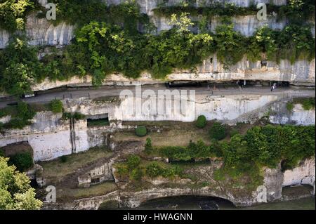 Francia, Dordogne, Perigord Noir, Vezere Valley, sito preistorico e grotta decorata elencati come patrimonio mondiale dall' UNESCO, Peyzac le Moustier, La Roque S Foto Stock