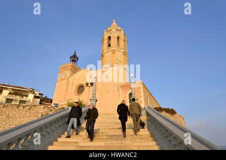 In Spagna, in Catalogna, Provincia di Barcellona, Garraf comarca, Sitges, Sant Bartomeu mi Santa Tecla Chiesa Foto Stock