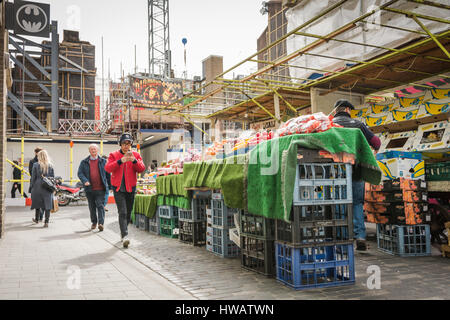 I resti di 250-anno-vecchio Berwick street market di Soho, London, Regno Unito Foto Stock