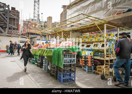 I resti di 250-anno-vecchio Berwick street market di Soho, London, Regno Unito Foto Stock