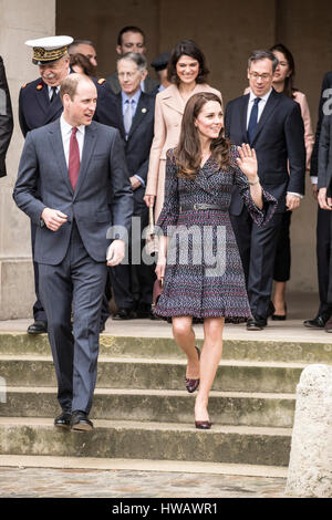 Il 18 marzo 2017 Parice Francia Gran Bretagna il principe William Duca di Cambridge, accompagnato da Catherine,la Duchessa di Cambridge, in occasione della loro visita a Parigi nel marzo 2017. Foto Stock