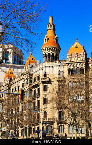 Casi Antoni Rocamora, costruito da Josep Bassegoda mi Amigo sul Passeig de Gracia, Barcellona, Catalunya,Spagna Foto Stock