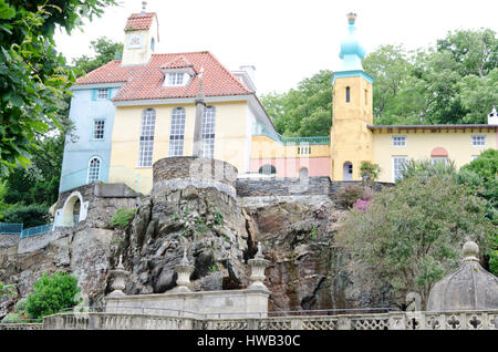 Portmeirion Italianamente village, Gwynedd, Wales, Regno Unito. Foto Stock