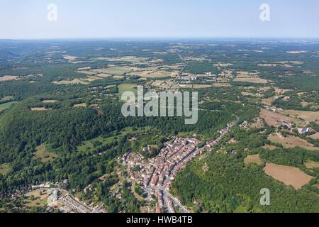 Francia, Tarn et Garonne, Caylus (vista aerea) Foto Stock