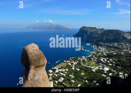 L'Italia, la Campania, il Golfo di Napoli, Capri, Anacapri, Villa San Michele, risalente alla fine del XIX secolo e che appartenne al medico svedese Axel Munthe Foto Stock