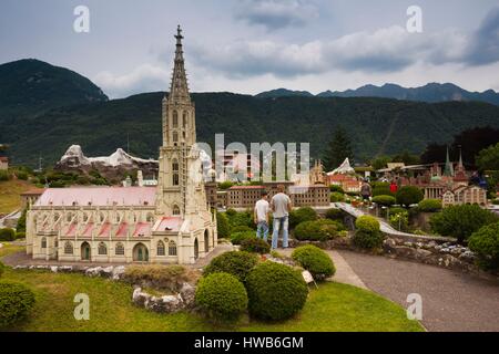 La Svizzera, Ticino, Lago di Lugano, Melide Swissminiatur, Svizzera in miniatura Modello parco a tema Foto Stock