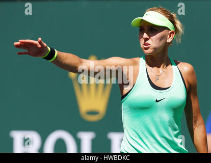 Indian Wells, STATI UNITI D'AMERICA. Xix Mar, 2017. Elena Vesnina della Russia in azione contro Svetlana Kuznetsova della Russia nel loro finali corrispondano durante il 2017 BNP Paribas Open a Indian Wells Tennis Garden di Indian Wells, California. Credito: Cal Sport Media/Alamy Live News Foto Stock