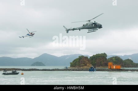 Il Langkawi, Malesia. 20 Mar, 2017. Malese forze speciali storm una simulazione di gruppo terroristico in congiunzione con lima Expo Credito: Chung Jin Mac/Alamy Live News Foto Stock