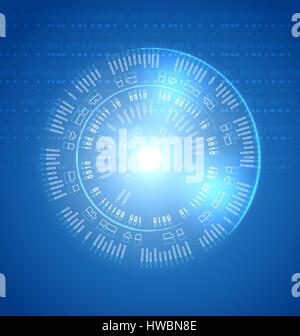 Pannello rotondo interfaccia future, techno background Illustrazione Vettoriale