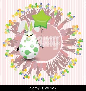 Est uovo felice ragazza dolce con un palloncino a forma di stella. Vettore per il tuo design Illustrazione Vettoriale