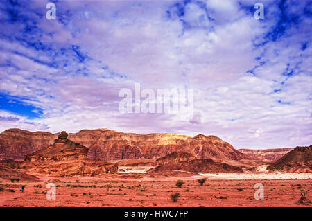 La sabbia rossa rocce nel Parco di Timna, deserto del Negev, Israele Foto Stock