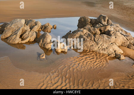 Spiaggia di Helgueras, Noja Cantabria, SPAGNA Foto Stock
